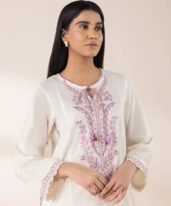 Outlet Sapphire Embroidered Lawn Shirt White