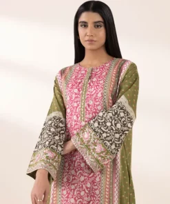 Hot Sapphire Embroidered Lawn Shirt Green
