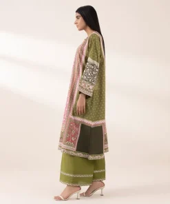 Hot Sapphire Embroidered Lawn Shirt Green