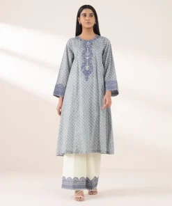 Outlet Sapphire Embroidered Lawn Shirt Blue