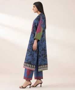 Hot Sapphire Embroidered Lawn Shirt Blue