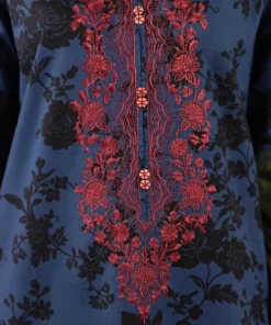 Hot Sapphire Embroidered Lawn Shirt Blue