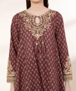 Clearance Sapphire Embroidered Lawn Shirt Maroon