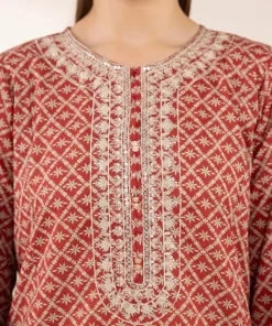 Fashion Sapphire Embroidered Lawn Shirt