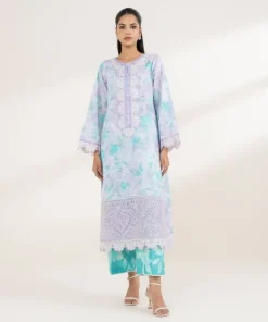 Hot Sapphire Embroidered Lawn Shirt