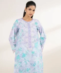 Hot Sapphire Embroidered Lawn Shirt