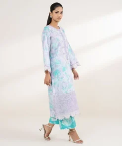 Hot Sapphire Embroidered Lawn Shirt