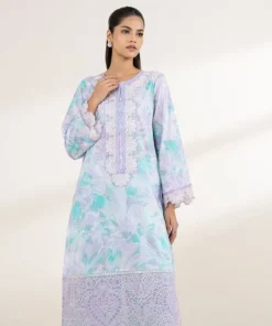 Hot Sapphire Embroidered Lawn Shirt