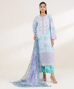Hot Sapphire Embroidered Lawn Shirt
