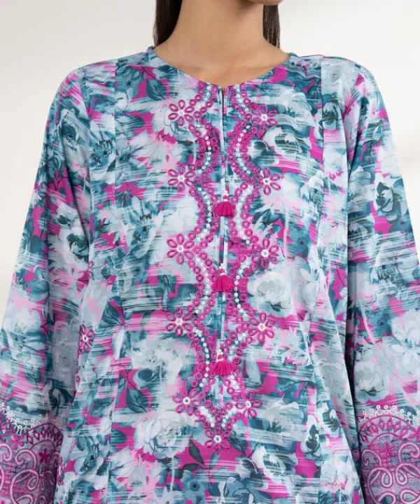 Outlet Sapphire Embroidered Lawn Shirt