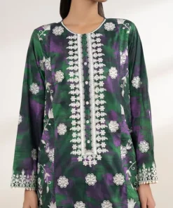 Hot Sapphire Embroidered Lawn Shirt