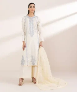 Best Sapphire Embroidered Organza Dupatta Off White