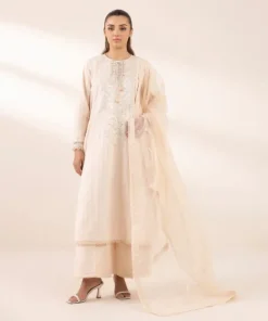 Hot Sapphire Embroidered Organza Dupatta Pink