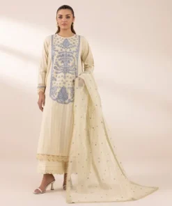 Sale Sapphire Embroidered Organza Dupatta Beige