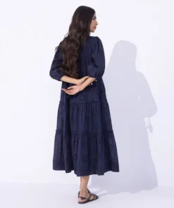 Fashion Sapphire Embroidered Tier Dress Navy Blue