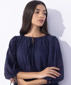 Fashion Sapphire Embroidered Tier Dress Navy Blue