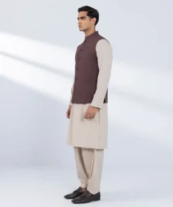Discount Sapphire Embroidered Tropical Waistcoat - Regular Fit Brown