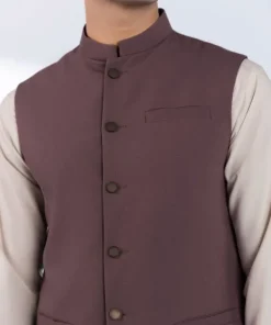 Discount Sapphire Embroidered Tropical Waistcoat - Regular Fit Brown