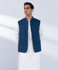 Fashion Sapphire Embroidered Tropical Waistcoat - Regular Fit Teal