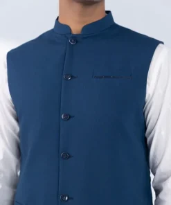 Fashion Sapphire Embroidered Tropical Waistcoat - Regular Fit Teal