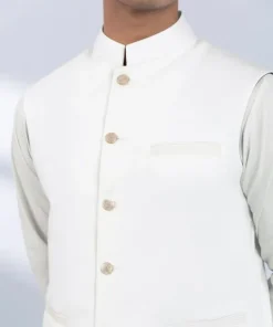 Fashion Sapphire Embroidered Tropical Waistcoat - Regular Fit White