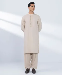 New Sapphire Embroidered Viscose Blended Suit - Regular Fit Beige