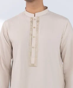 New Sapphire Embroidered Viscose Blended Suit - Regular Fit Beige
