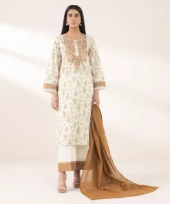 Fashion Sapphire Embroidered Voile Dupatta Brown