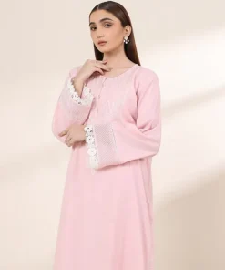 Hot Sapphire Embroidered Zari Lawn Shirt Pink