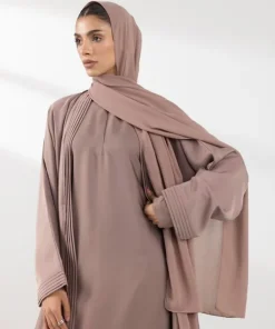Discount Sapphire Front Open Abaya Set Nude Brown