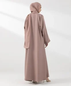 Discount Sapphire Front Open Abaya Set Nude Brown