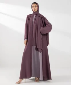 Online Sapphire Front Open Abaya Set Mauve