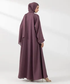 Online Sapphire Front Open Abaya Set Mauve