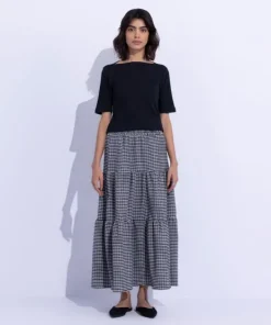 New Sapphire Gingham Tier Skirt Black & White