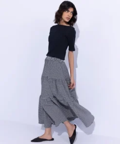 New Sapphire Gingham Tier Skirt Black & White