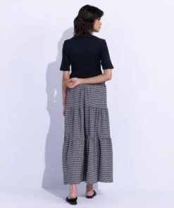 New Sapphire Gingham Tier Skirt Black & White