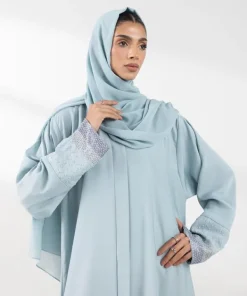 Sale Sapphire Hand Embellished Abaya Set Light Blue
