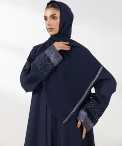 New Sapphire Hand Embellished Abaya Set Navy Blue