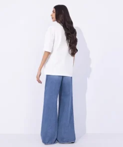 Clearance Sapphire Loose Fit Graphic T-Shirt White
