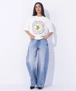 Online Sapphire Loose Fit Graphic T-Shirt White