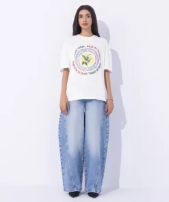 Online Sapphire Loose Fit Graphic T-Shirt White