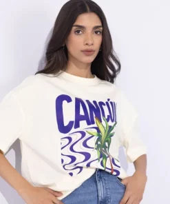 Best Sapphire Loose Fit Graphic T-Shirt Beige