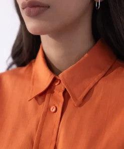 Best Sapphire Loose-Fit Button Through Shirt Rust