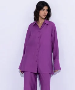 Sale Sapphire Oversized Button Through Shirt Magenta
