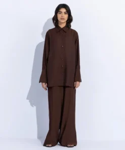 Online Sapphire Oversized Button Through Shirt Brown