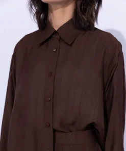 Online Sapphire Oversized Button Through Shirt Brown
