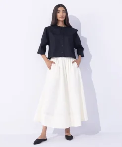 New Sapphire Peter Pan Cropped Shirt Black