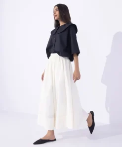 New Sapphire Peter Pan Cropped Shirt Black