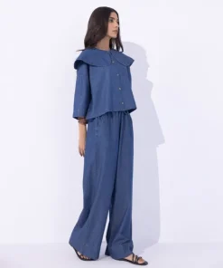 Discount Sapphire Peter Pan Cropped Shirt Blue