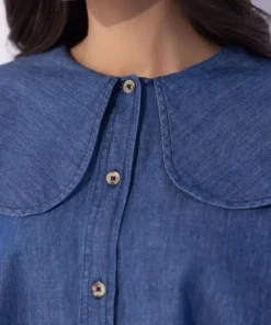 Discount Sapphire Peter Pan Cropped Shirt Blue